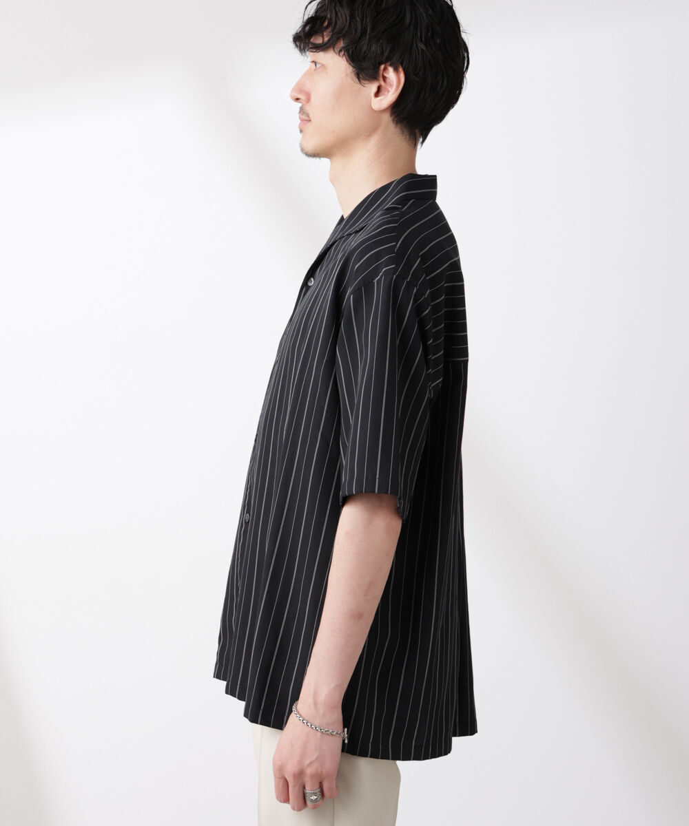 nano･universe「リネンブレンドピンストライプワイドカラーシャツ（セットアップ可)」|シャツ・ブラウス|