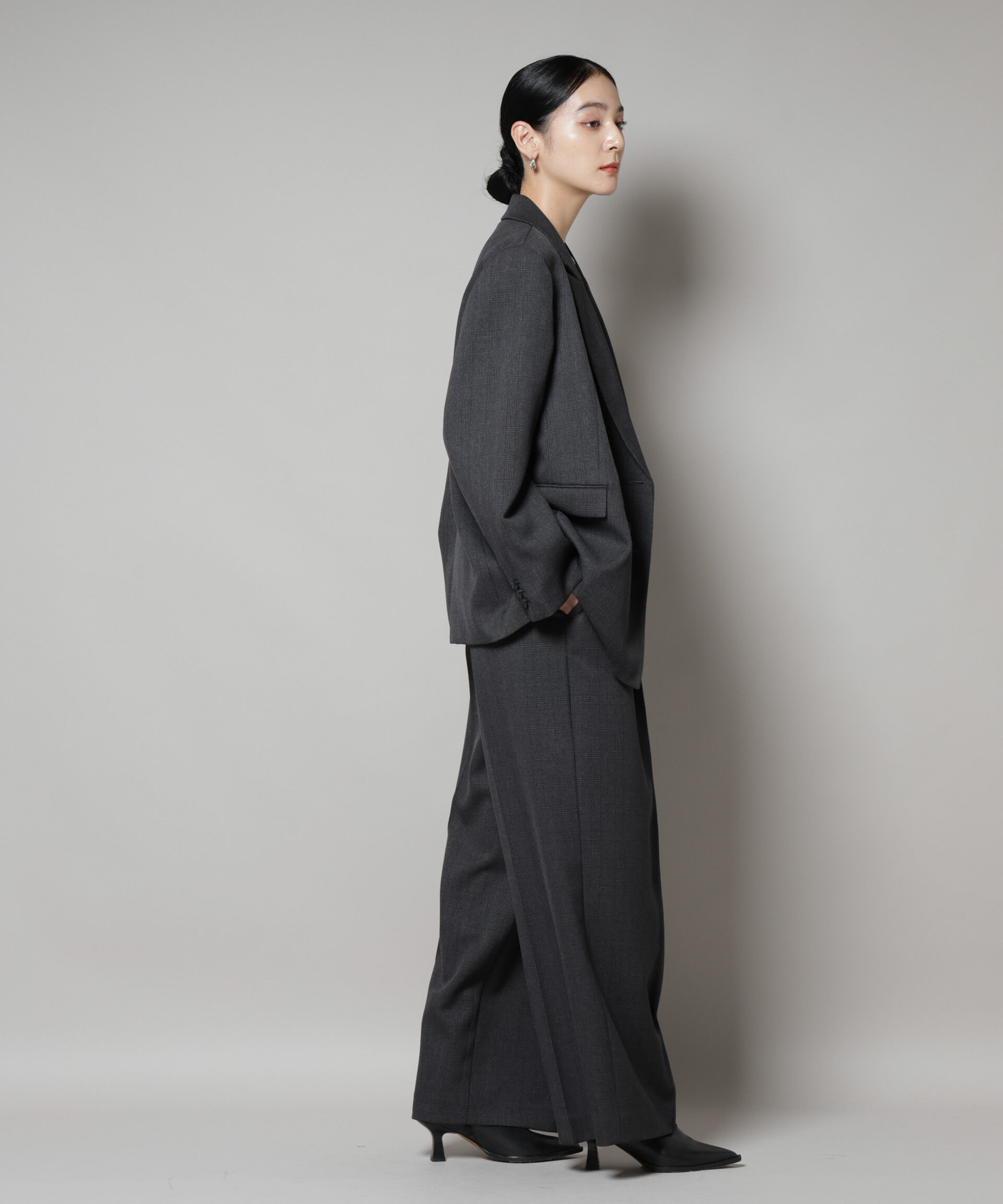 nano･universe「ストレッチサージチェックダブルジャケット(セットアップ可)」|テーラードジャケット|