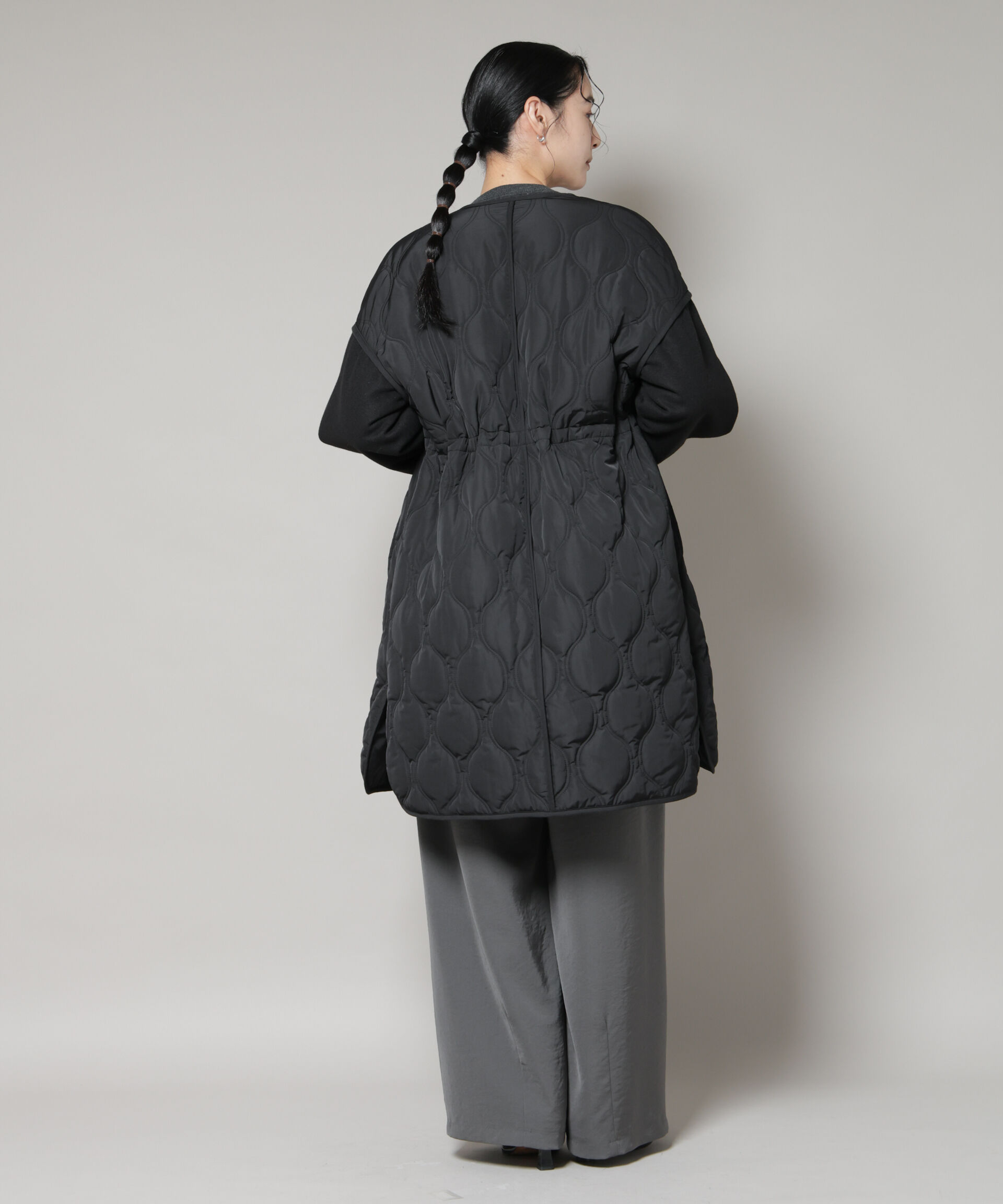 nano･universe「異素材コンビキルティングノーカラーコート」|その他|