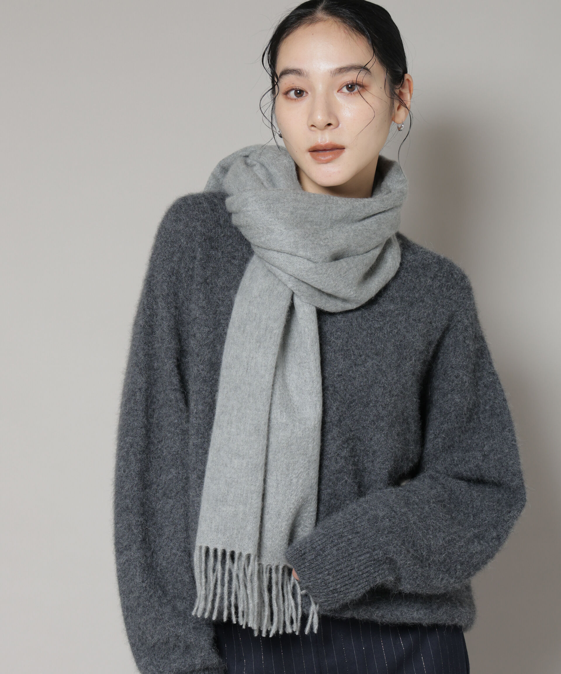 nano･universe「カシミヤストール」|マフラー|L.グレー1
