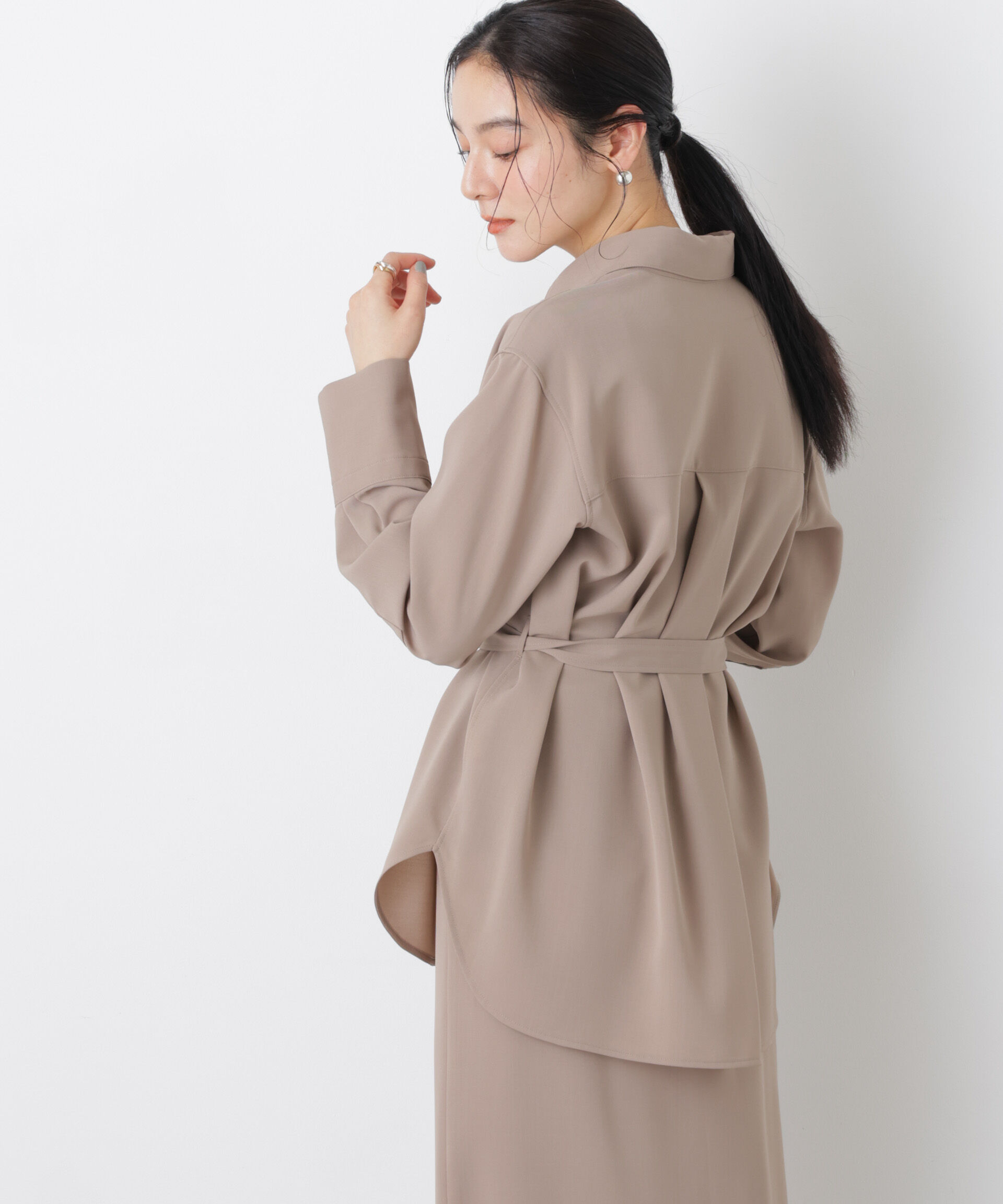 nano･universe「ハイツイストドライベルテッドロングシャツ(セットアップ可)」|シャツ・ブラウス|