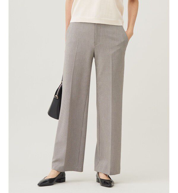 自由区「【撥水加工・洗える】TRギャバチェック柄ストレート パンツ」|その他|ﾍﾞｰｼﾞｭ