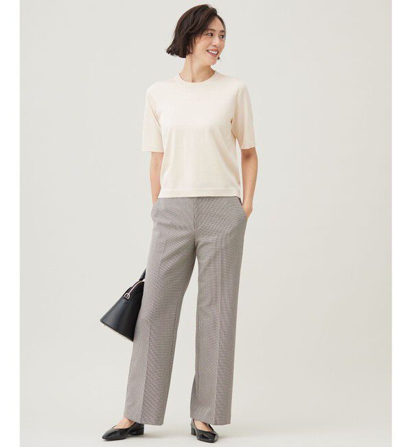 自由区「【撥水加工・洗える】TRギャバチェック柄ストレート パンツ」|その他|