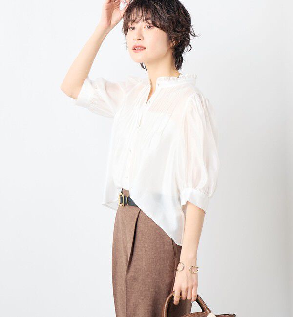 NOLLEY'S「5分袖衿フリルブラウス」|シャツ・ブラウス|