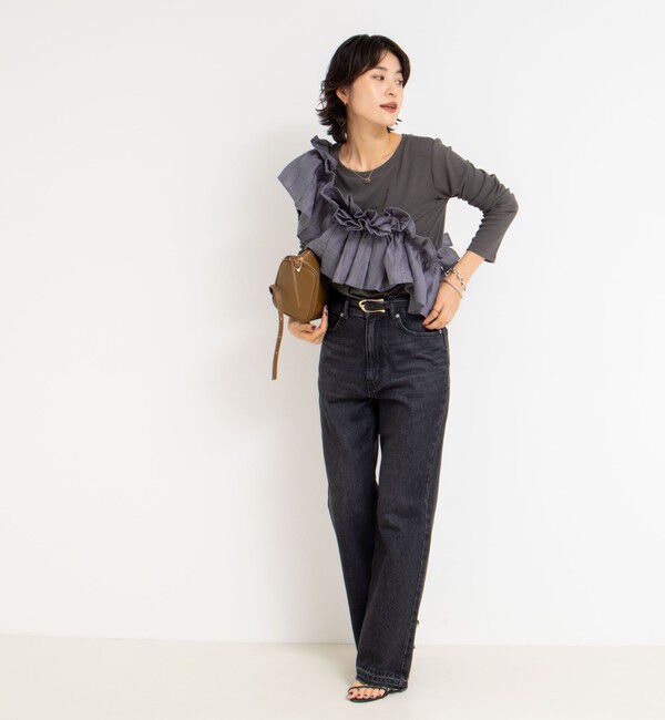 Rie Miller「3WAYリブフリルロンT」|Tシャツ・カットソー|