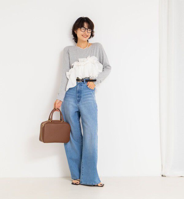 Rie Miller「3WAYリブフリルロンT」|Tシャツ・カットソー|