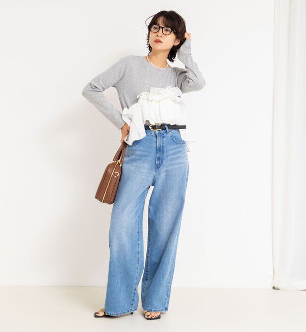 Rie Miller「3WAYリブフリルロンT」|Tシャツ・カットソー|