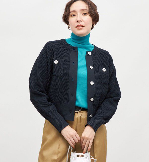 NOLLEY'S「《手洗い可能》鹿の子編みクルーネックカーディガン」|カーディガン|