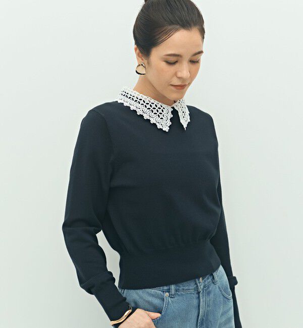 NOLLEY'S「《手洗い可能》襟レース2WAYプルオーバーニット」|ニット・セーター|