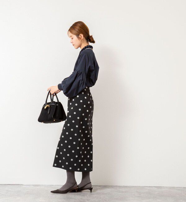 NOLLEY'S「ウォッシャブルストレッチドットジャガードタイトスカート」|タイト|