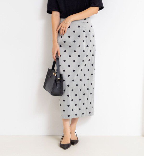 NOLLEY'S「ウォッシャブルストレッチドットジャガードタイトスカート」|タイト|グレー系その他