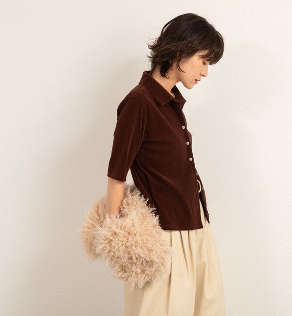 MAQWEL「【MAQWEL/マクウェル】ウォッシャブルベロア半袖シャツ」|シャツ・ブラウス|