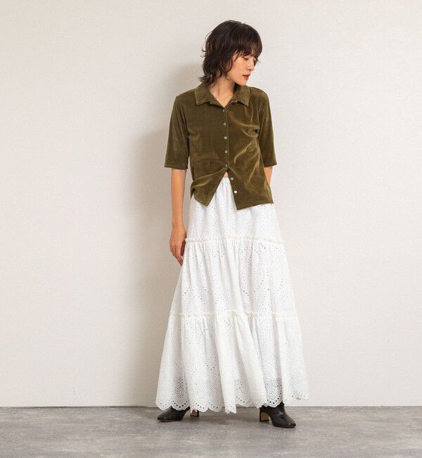 MAQWEL「【MAQWEL/マクウェル】ウォッシャブルベロア半袖シャツ」|シャツ・ブラウス|