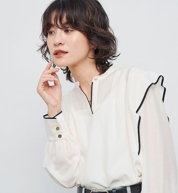 NOLLEY'S「ウォッシャブル配色パイピングブラウス」|シャツ・ブラウス|