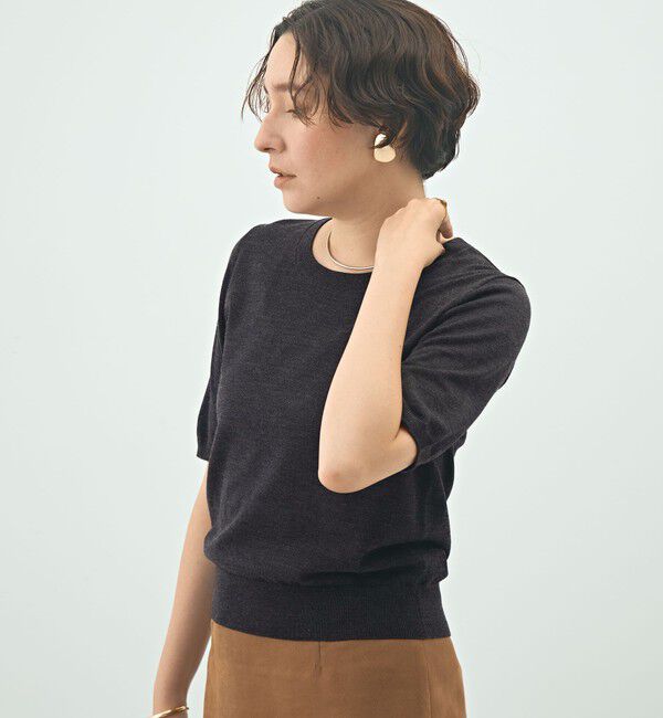 NOLLEY'S sophi「《アンサンブル対応》《手洗い可能》ウール100％5分袖プルオーバーニット」|ニット・セーター|