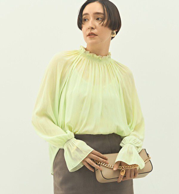 NOLLEY'S「ウォッシャブル2WAY割繊衿フリルブラウス」|シャツ・ブラウス|クリーム