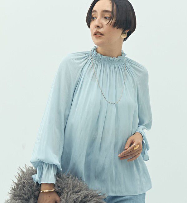 NOLLEY'S「ウォッシャブル2WAY割繊衿フリルブラウス」|シャツ・ブラウス|
