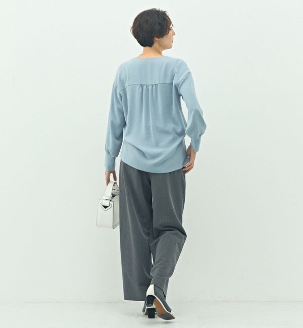 NOLLEY'S sophi「ウォッシャブルバックサテンジョーゼットオープンカラーブラウス」|シャツ・ブラウス|