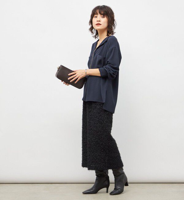 NOLLEY'S sophi「ウォッシャブルバックサテンジョーゼットオープンカラーブラウス」|シャツ・ブラウス|