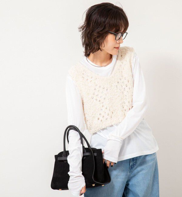 NOLLEY'S「《手洗い可能》カットフェザーヤーン透かし柄2WAYビスチェ」|ベスト・ジレ|