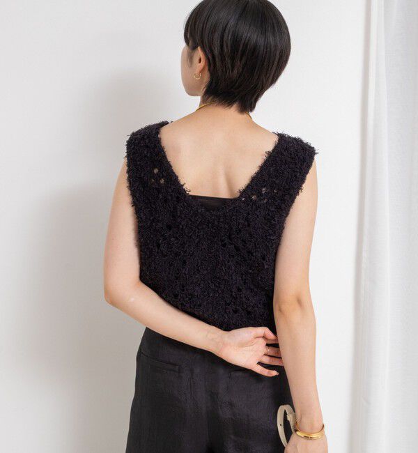 NOLLEY'S「《手洗い可能》カットフェザーヤーン透かし柄2WAYビスチェ」|ベスト・ジレ|