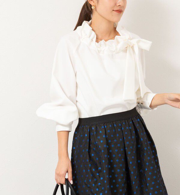 NOLLEY'S「ウォッシャブル衿ギャザーリボンブラウス」|シャツ・ブラウス|