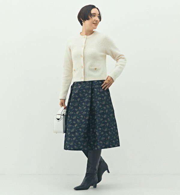 NOLLEY'S「ヘアリークルーネックニットジャケット」|カーディガン|