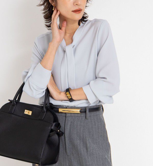 NOLLEY'S sophi「ウォッシャブルストレッチバックサテンボウタイブラウス」|シャツ・ブラウス|