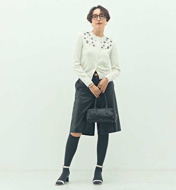 NOLLEY'S「《手洗い可能》ビジュー付きクルーネックカーディガン」|カーディガン|