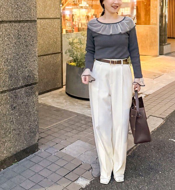 NOLLEY'S sophi「《手洗い可能》シアーフリル総針プルオーバー」|ニット・セーター|