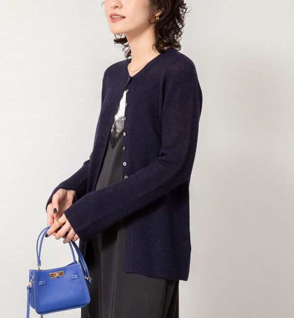 NOLLEY'S sophi「《手洗い可能》モヘヤ混片畦ミディ丈Cネックカーディガン」|カーディガン|