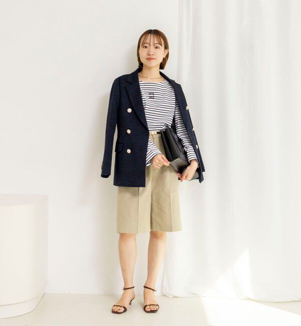 NOLLEY'S「【nolnol/ノルノル】ウォッシャブルシルケットボーダーショートT」|Tシャツ・カットソー|