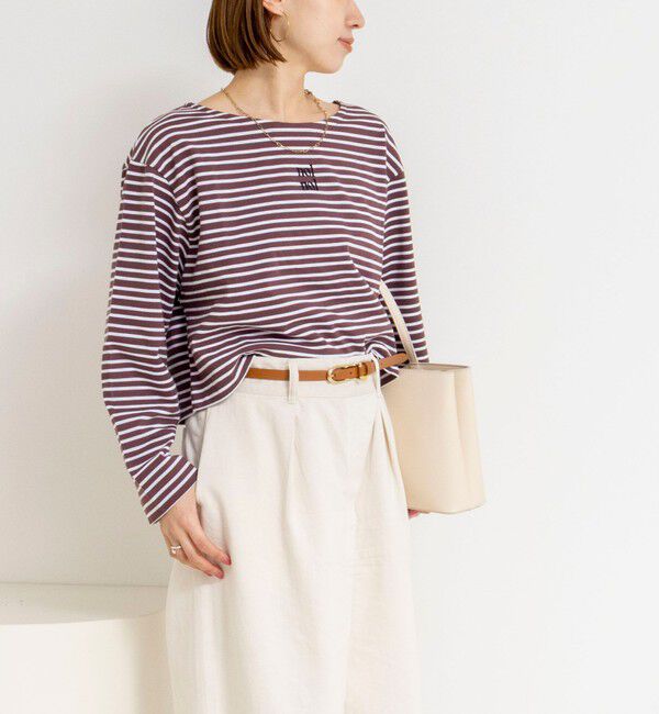 NOLLEY'S「【nolnol/ノルノル】ウォッシャブルシルケットボーダーショートT」|Tシャツ・カットソー|