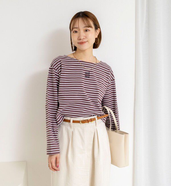 NOLLEY'S「【nolnol/ノルノル】ウォッシャブルシルケットボーダーショートT」|Tシャツ・カットソー|