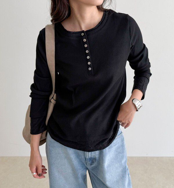 fredy emue「レイヤード風ヘンリーネックプルオーバー」|Tシャツ・カットソー|