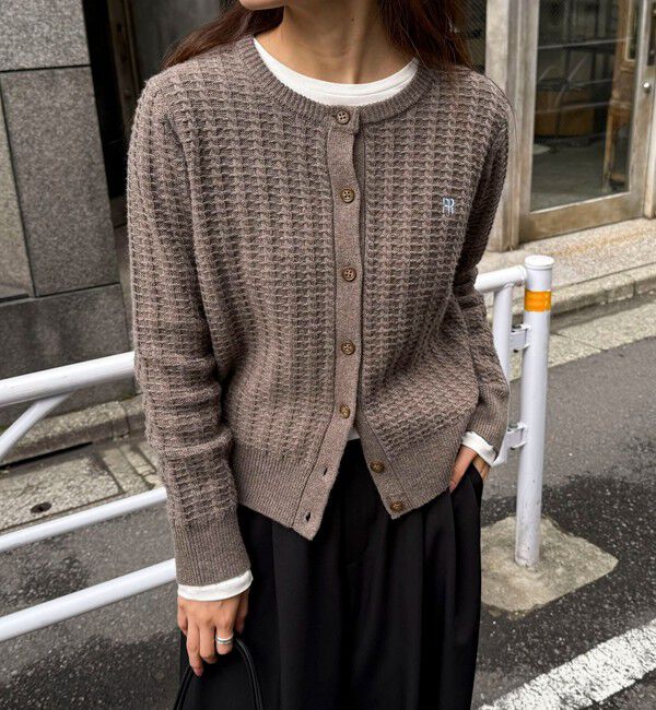 fredy emue「FR刺繍ケーブル柄ニットカーディガン」|ニット・セーター|ブラウン