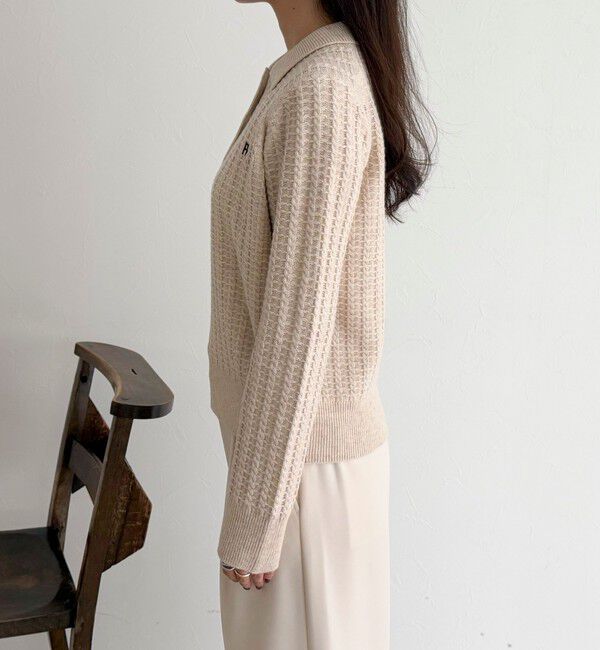 fredy emue「FR刺繍ケーブル柄ポロ衿ニットプルオーバー」|ニット・セーター|