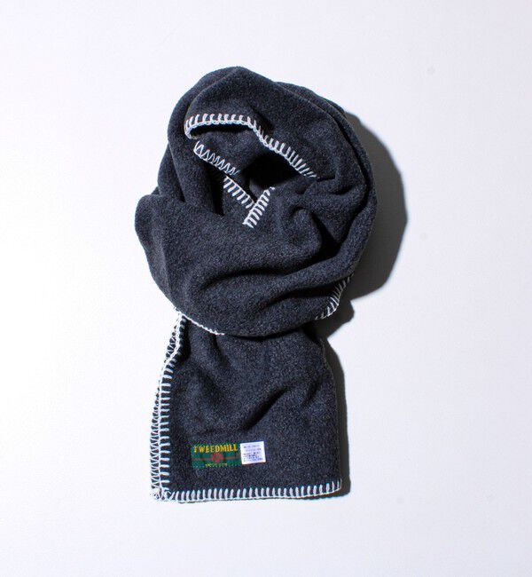 GLOSTER「【GLOSTER別注】【TWEEDMILL】ブランケットステッチフリーススカーフ」|マフラー|チャコールグレー