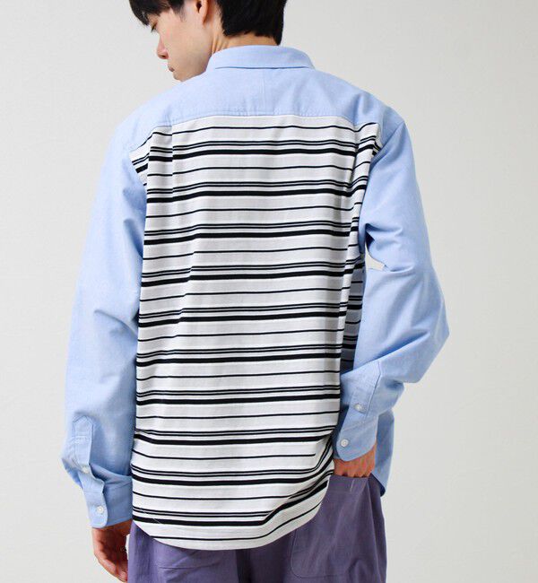 GLOSTER「【フレブル刺繍】ボタンダウン コンビシャツ」|シャツ・ブラウス|サックス