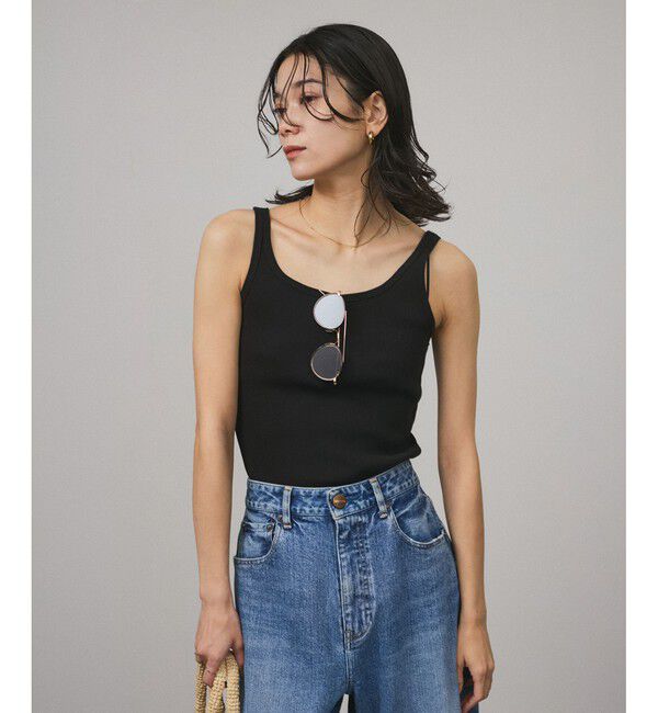 SALON adam et rope'「プリマベールファームリーリブタンクトップ［UVケア・洗える］」|タンクトップ|ブラック(01)