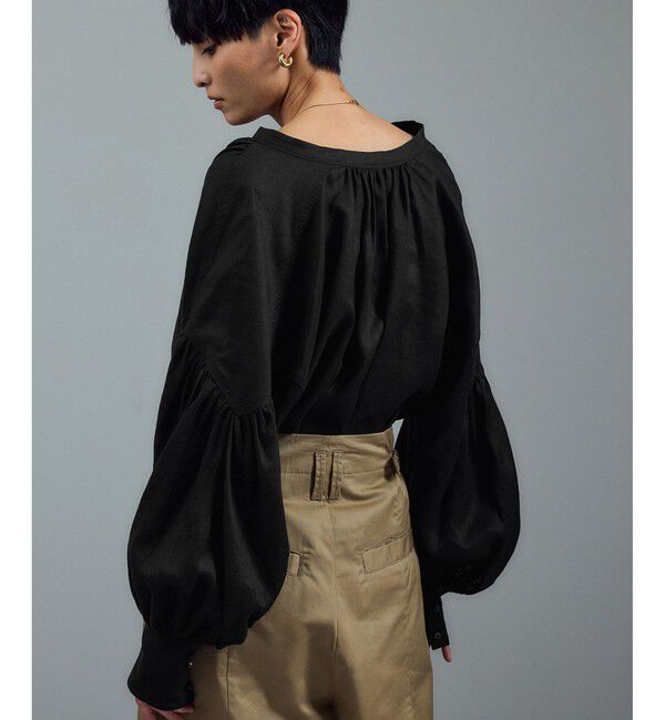 SALON adam et rope'「リネンスキッパーギャザーブラウス［GENTLE LINEN］」|シャツ・ブラウス|