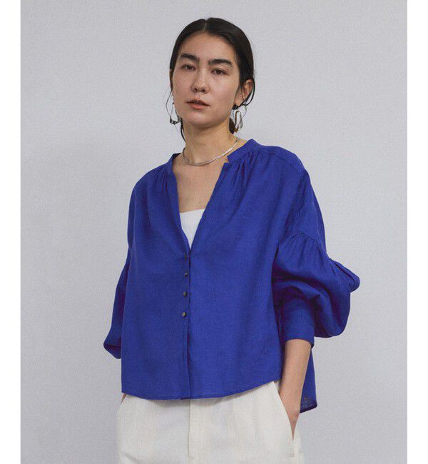 SALON adam et rope'「リネンスキッパーギャザーブラウス［GENTLE LINEN］」|シャツ・ブラウス|