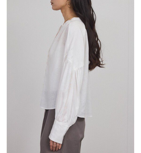 SALON adam et rope'「リネンスキッパーギャザーブラウス［GENTLE LINEN］」|シャツ・ブラウス|