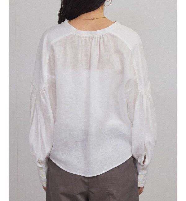 SALON adam et rope'「リネンスキッパーギャザーブラウス［GENTLE LINEN］」|シャツ・ブラウス|