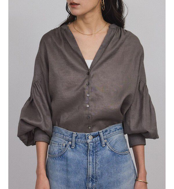 SALON adam et rope'「リネンスキッパーギャザーブラウス［GENTLE LINEN］」|シャツ・ブラウス|