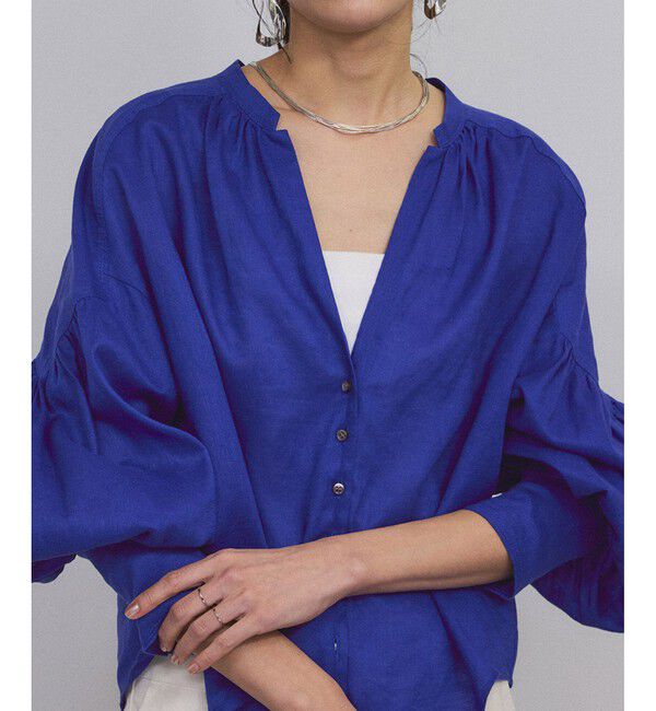 SALON adam et rope'「リネンスキッパーギャザーブラウス［GENTLE LINEN］」|シャツ・ブラウス|