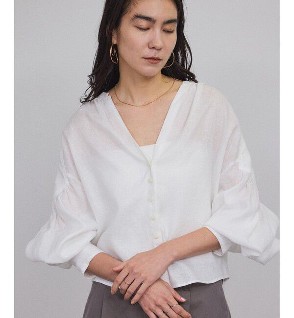 SALON adam et rope'「リネンスキッパーギャザーブラウス［GENTLE LINEN］」|シャツ・ブラウス|