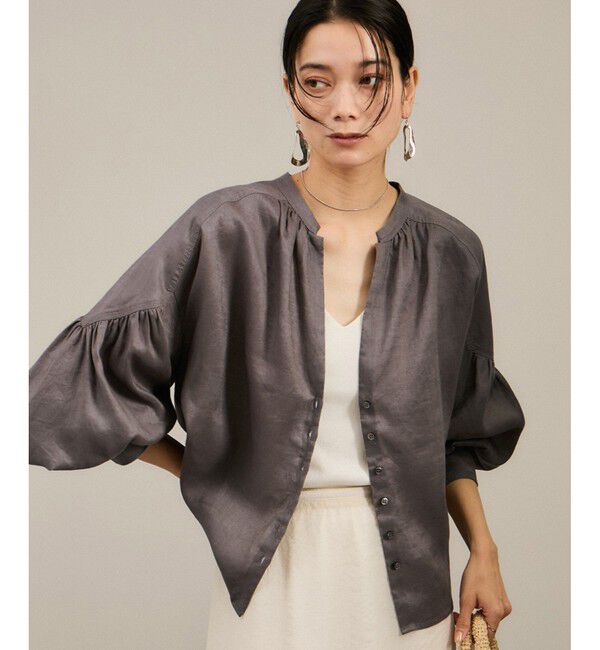 SALON adam et rope'「リネンスキッパーギャザーブラウス［GENTLE LINEN］」|シャツ・ブラウス|