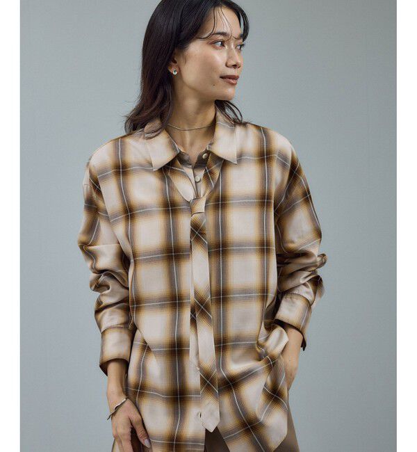 SALON adam et rope'「Shuttlenotesオンブレチェックネクタイシャツ」|シャツ・ブラウス|