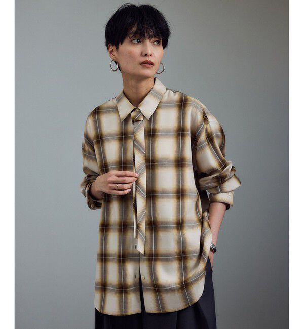 SALON adam et rope'「Shuttlenotesオンブレチェックネクタイシャツ」|シャツ・ブラウス|